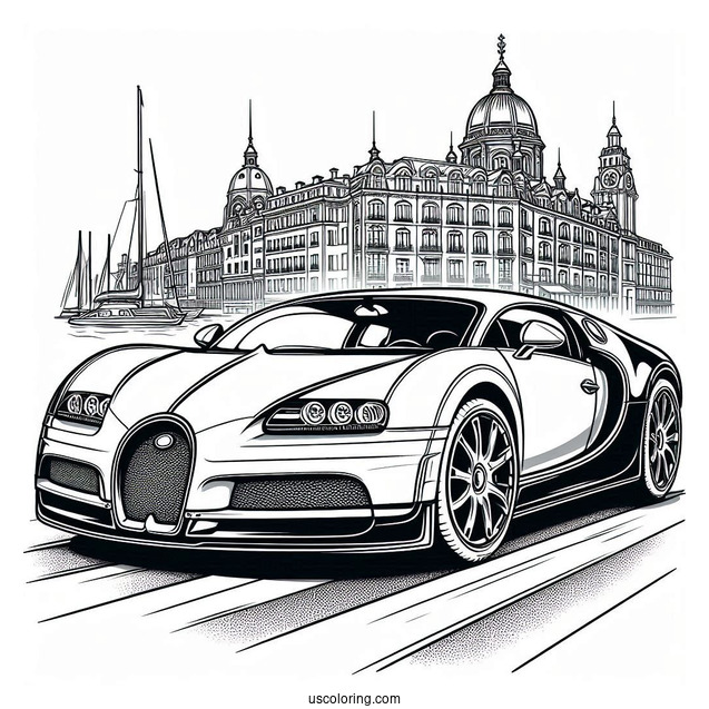 Bugatti Coloring Page EB Concept on the Road