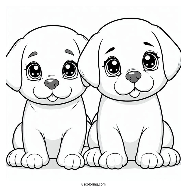Two Cute Labrador Puppies Coloring Sheet