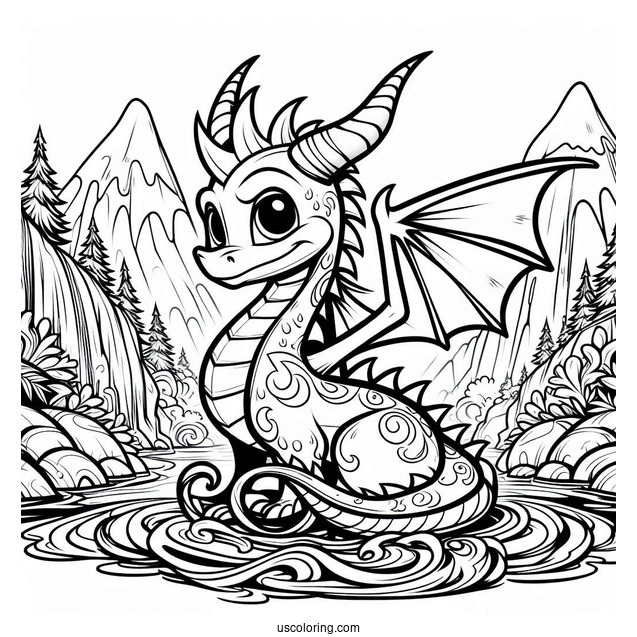 Sypro Coloring Page Detailed Cynder On A River