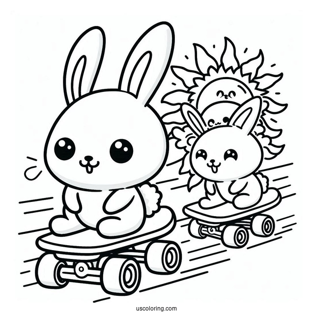 Sunny Bunnies Coloring Page Turbo On A Skateboard