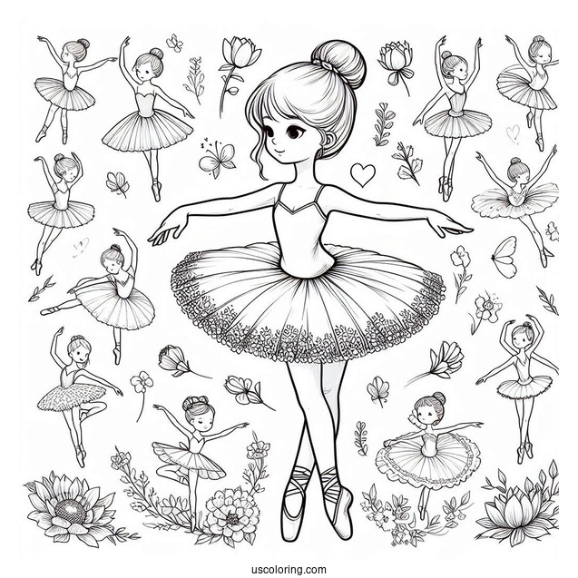 Ballerina Standing On Toes To Color