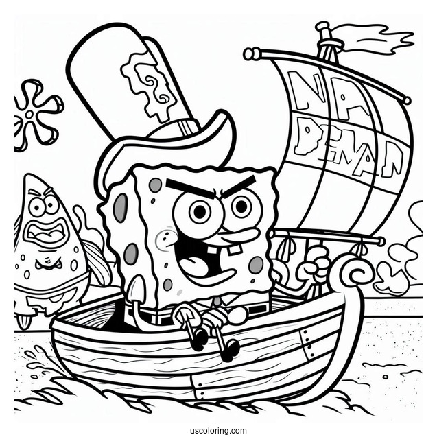 Flying Dutchman In A Rage SpongeBob Coloring Page