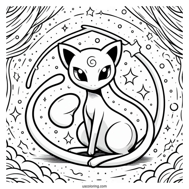 Mew Coloring Page Mysterious Tail Pokemon Card