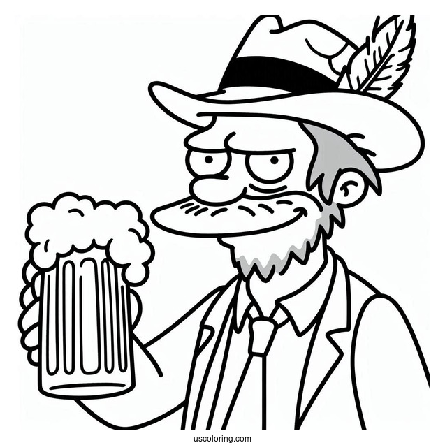Simpsons Coloring Pages Of Barney Gumple Holding A Beer