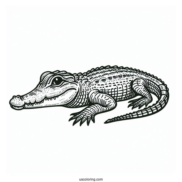 Simple Outline Of a Freshwater Crocodile To Color