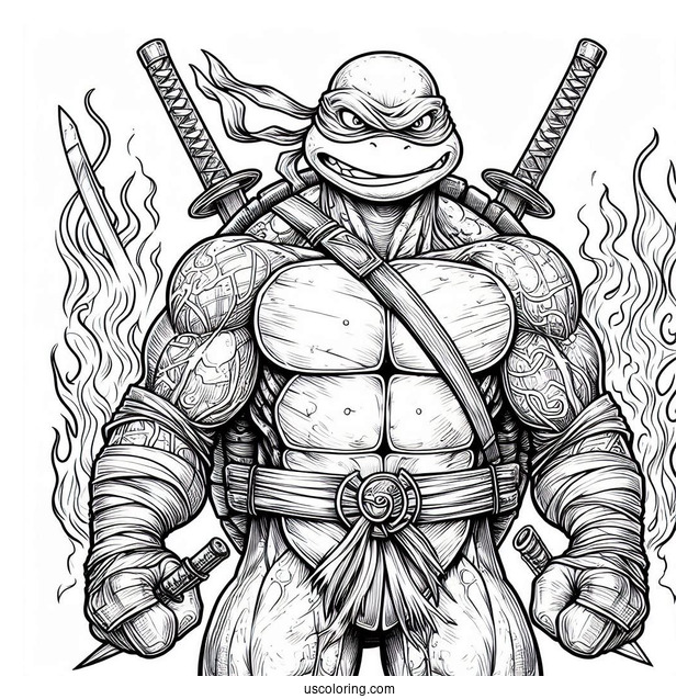Ninja Turtles Coloring Page Of Detailed Rafael
