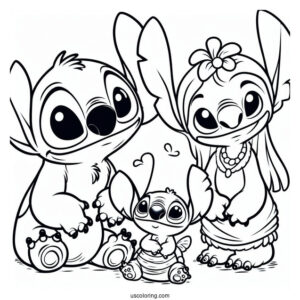 Scrump, Stitch, And Angel Coloring Page