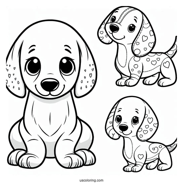 Easy Cute Dachshund Coloring Page For Preschoolers