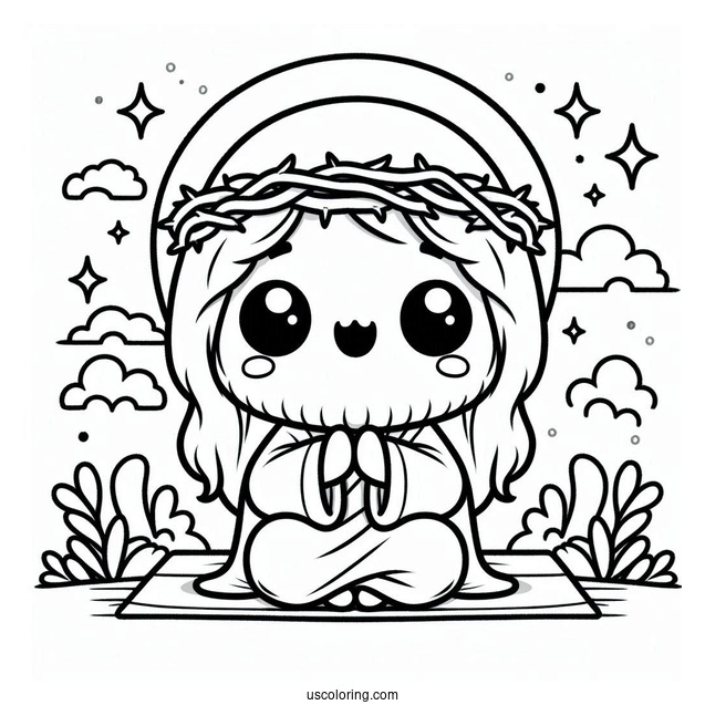 Cute Kawaii Jesus Christ Coloring In