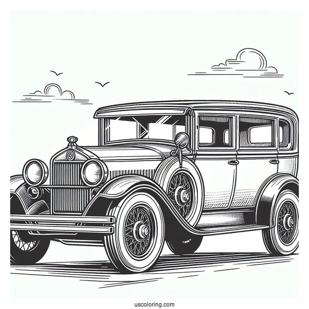 Vintage Sedan Car Coloring Page