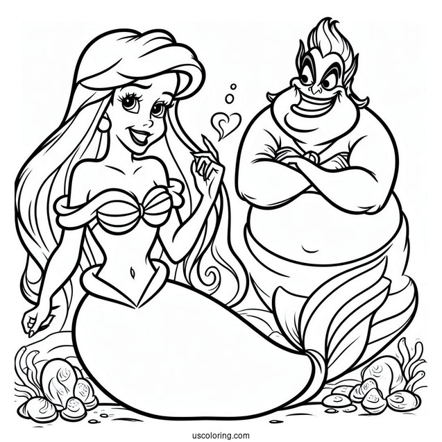 Coloring Sheet Of Ariel And Ursula