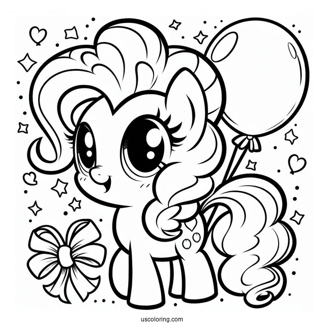 Baby Pinkie Pie Coloring Page With Balloon Background