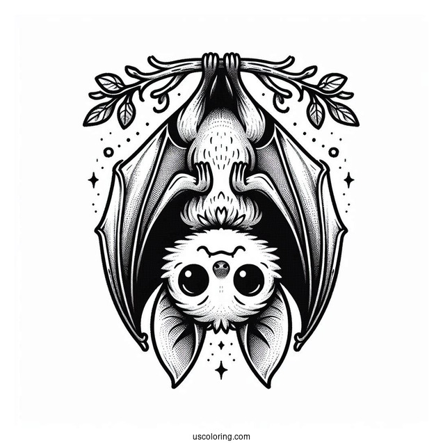 Upside Down Bat Coloring Page