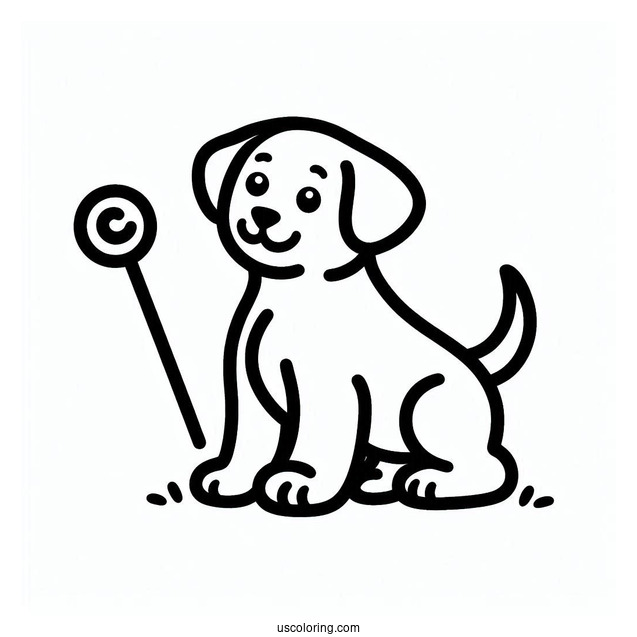 Easy Outline Of Dog With Stick