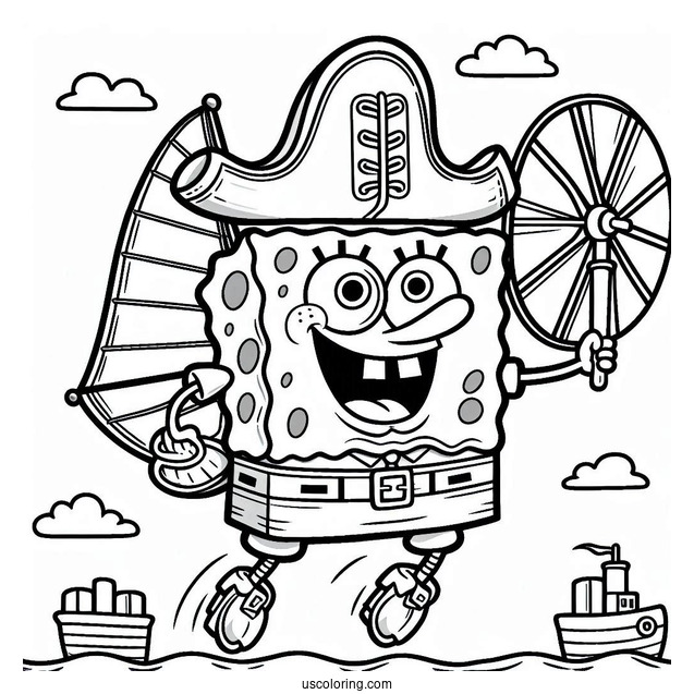 SpongeBob Coloring Page Of The Flying Dutchman