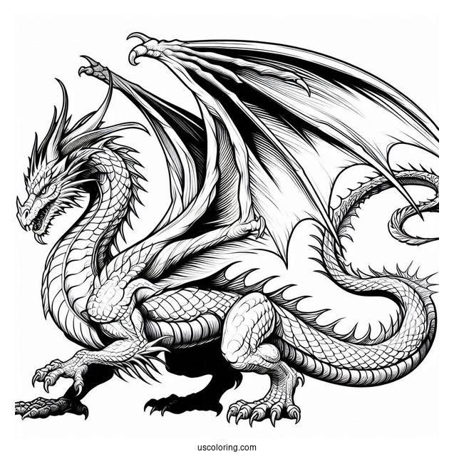 Fierce Looking Dragon With Wings And Claws Out