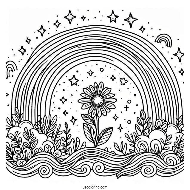 Simple Coloring Page Of a Magical Rainbow