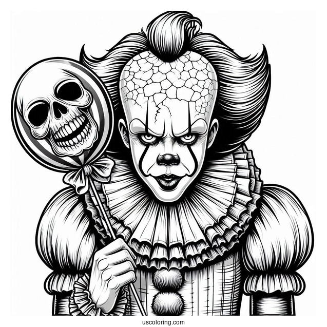 Pennywise Holding A Skull Lollipop Coloring Page