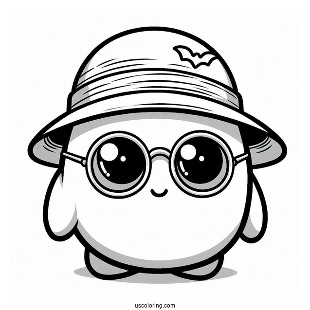 Boo In Bowl Hat And Shy Guy Coloring Page Wearing Aviator Glasses