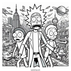Detailed Rick And Morty TV Poster Coloring Page