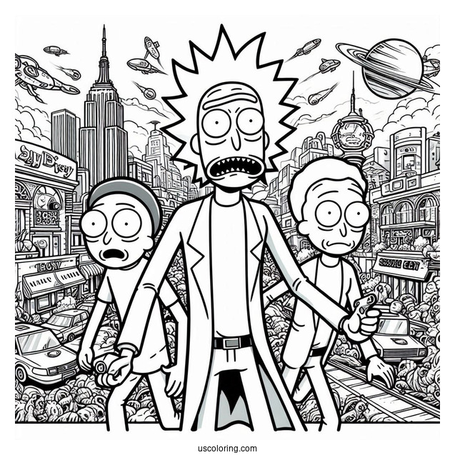 Detailed Rick And Morty TV Poster Coloring Page