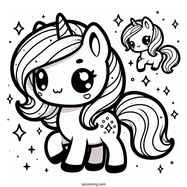 Adorable Kawaii Horse To Color For Kids