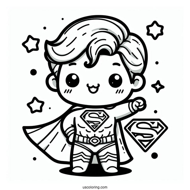 Cute Kawaii Superman Coloring
