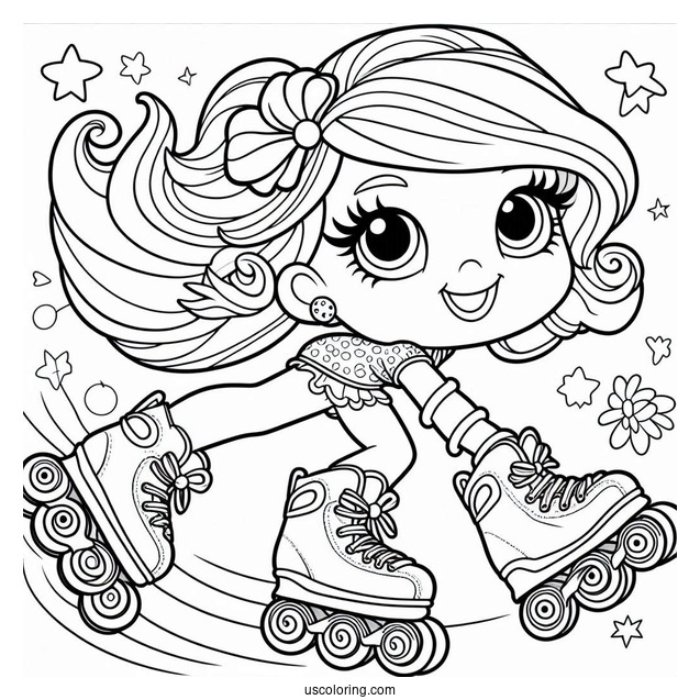 Polly Pocket Coloring Page In Rollerblades