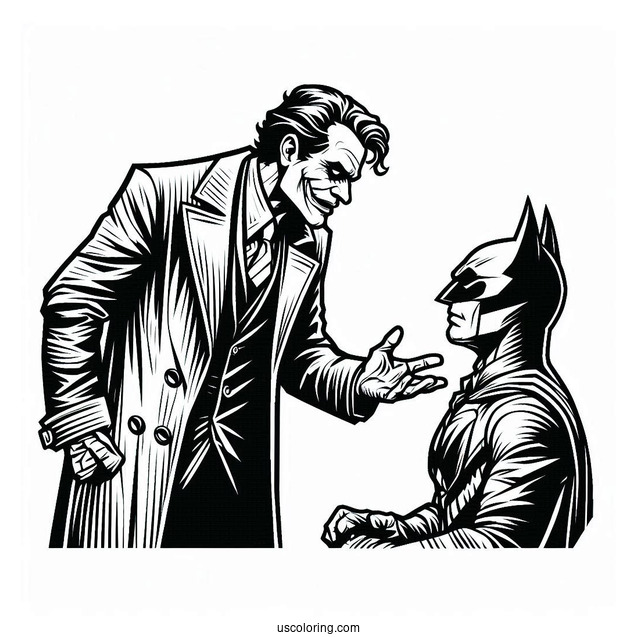 Batman Interrogating The Joker Coloring Sheet