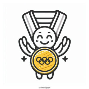 Easy Olympics Coloring Page Of Medal For Kids