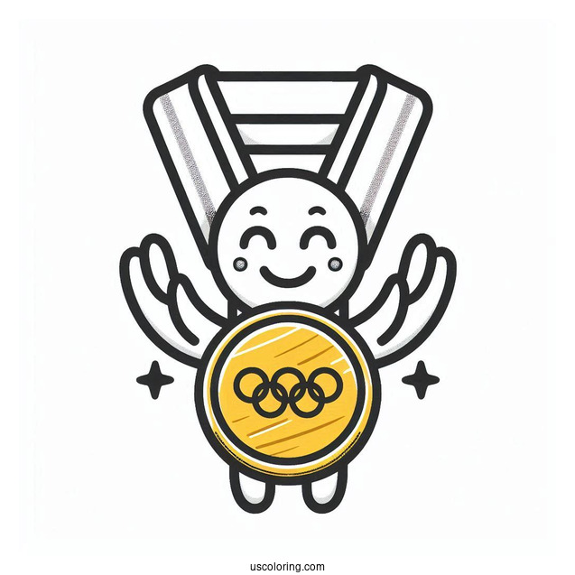 Easy Olympics Coloring Page Of Medal For Kids