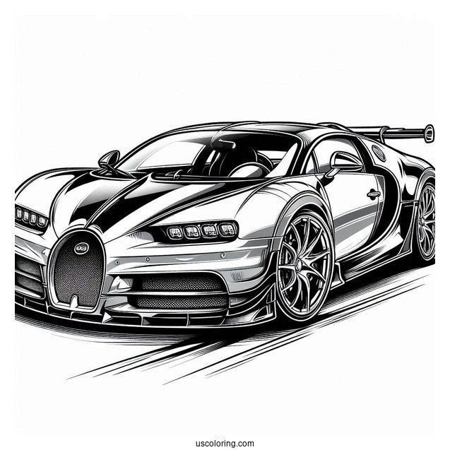 Detailed Bugatti Coloring Page Veyron GTR Racing