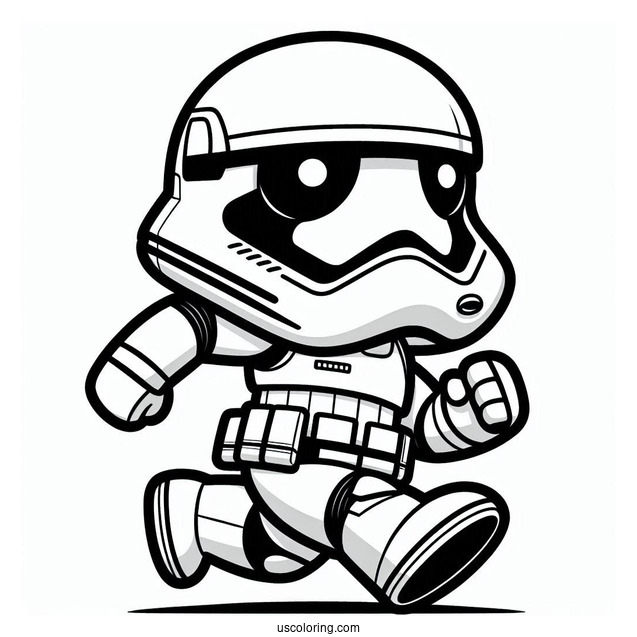Cute Chibi Stormtrooper Coloring Page Running For Preschoolers