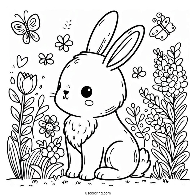 Spring Coloring Page Rabbit Outline Coloring Page For Preschoolers