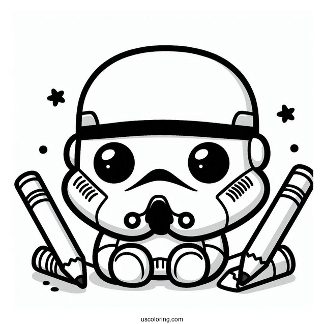 Kawaii Chibi Stormtrooper Coloring Page For Preschoolers