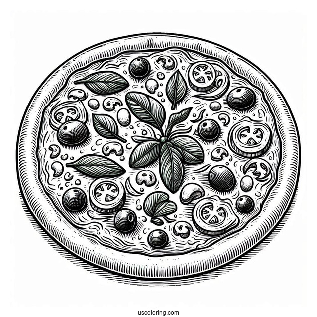 Authentic Italian Pizza Coloring Page