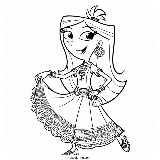 Phineas And Ferb Coloring Page Of Easy Isabella For Kids