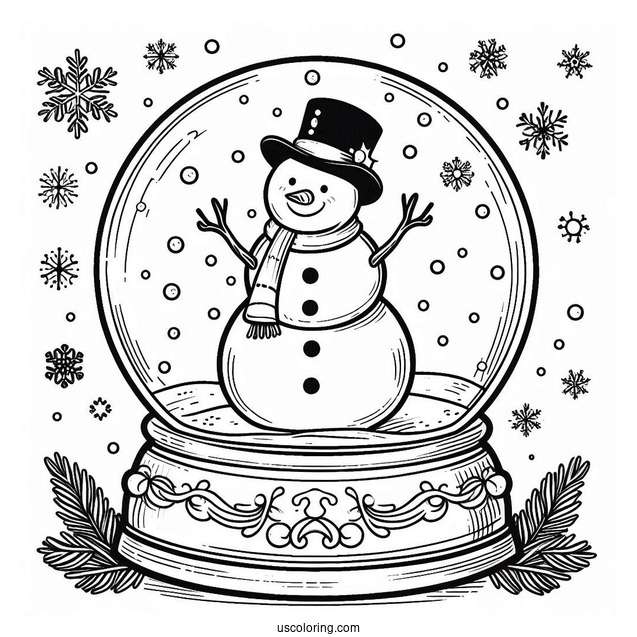 Snow Globe With Snowman Inside To Color