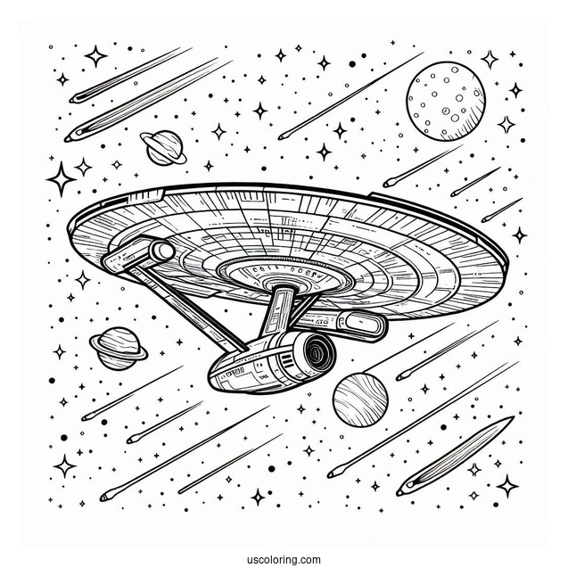 Simple Star Trek Coloring Page Of USS Exeter Outline