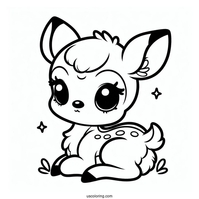 Kawaii Baby Bambi Coloring In