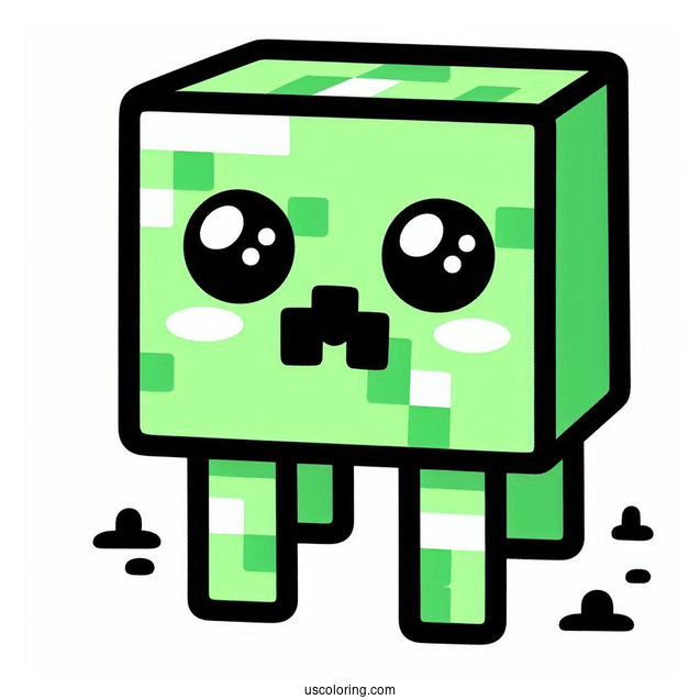 Cute Kawaii Themed Minecraft Creeper Coloring Page