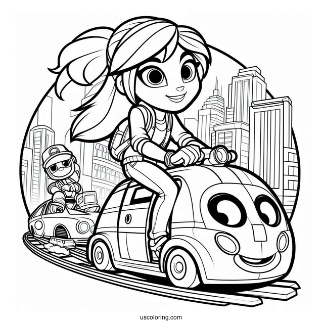 Subway Surfers Coloring Page Alicia Racing Jake