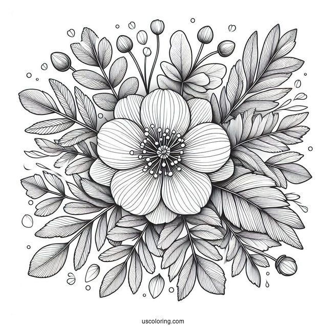 Top View Of Spring Flower With Tons Of Leaves