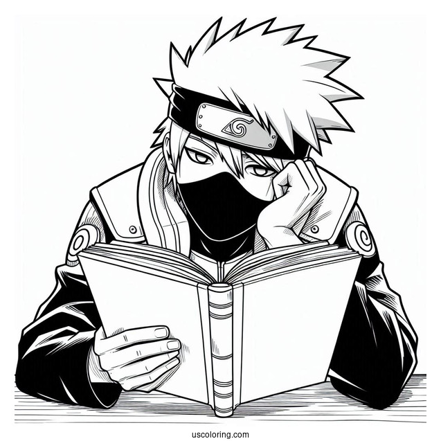 Bored Kakashi Coloring Page Reading Icha Icha Book
