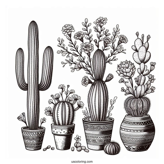 Saguaro And Golden Barrel Cactus