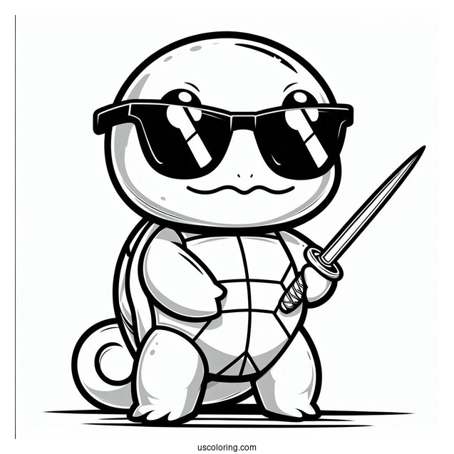 Squirtle Coloring Page Of Squad Member With Sunglasses