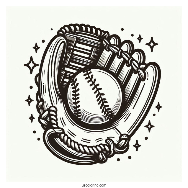 Coloring Page Of a Baseball And Glove