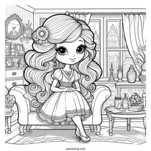 Polly Pocket Coloring Page Of Griselle Grande In The Living Room