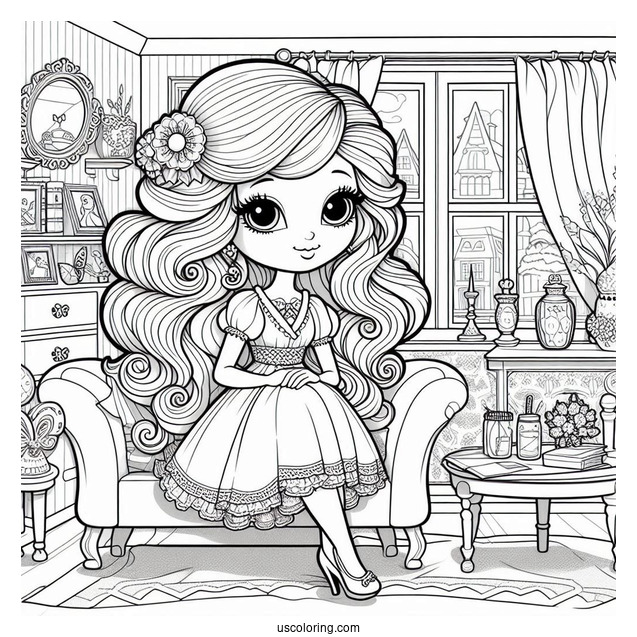 Polly Pocket Coloring Page Of Griselle Grande In The Living Room