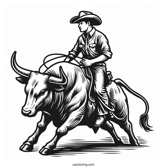 Rodeo Cowboy On Bull